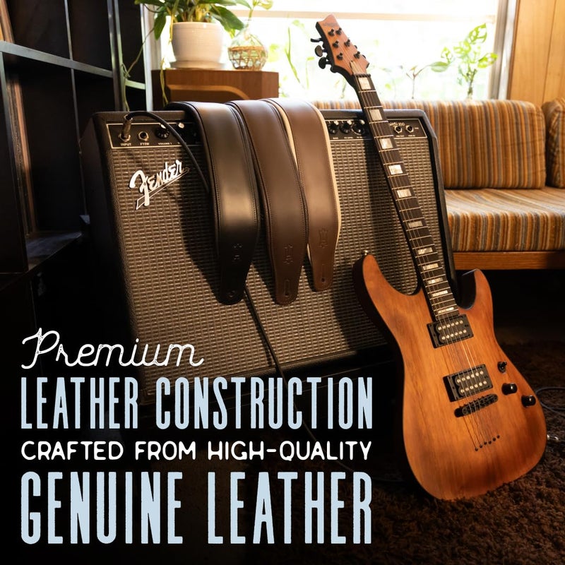 Levy's Leathers 3" Wide Amped Leather Series Guitar Strap with Foam Padding and Garment Leather Backing; Brown and Cream (M26PD-BRN_CRM) - Image 5